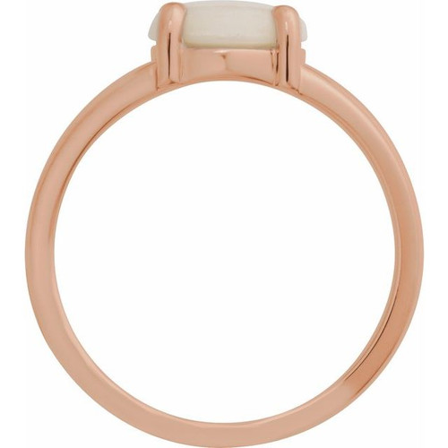 14K Rose Natural White Opal Cabochon Ring