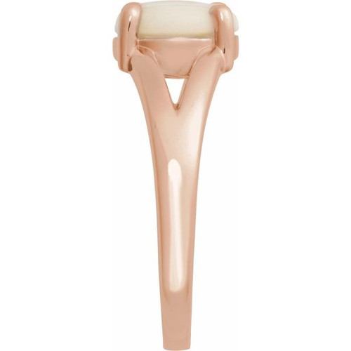 14K Rose Natural White Opal Cabochon Ring