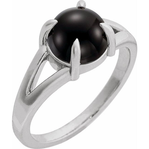 Platinum Natural Onyx Cabochon Ring
