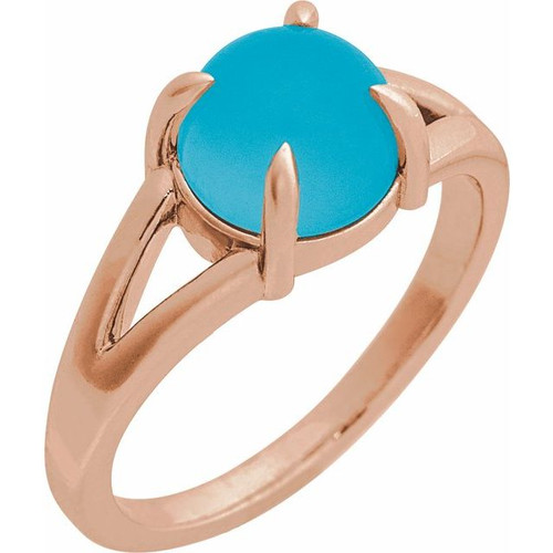 14K Rose Natural Turquoise Cabochon Ring