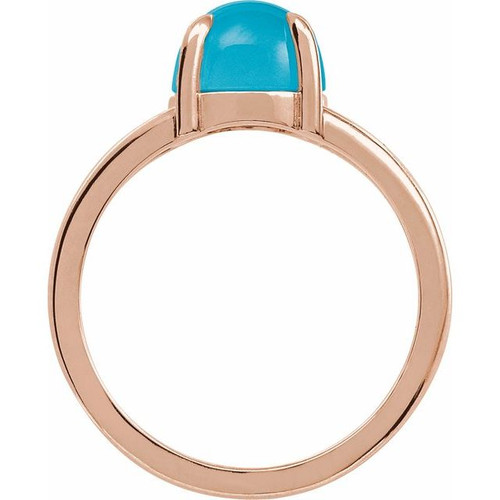 14K Rose Natural Turquoise Cabochon Ring