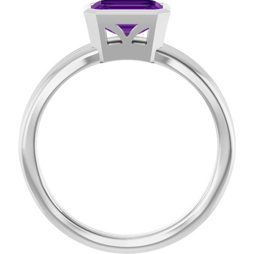14K White Natural Amethyst Ring