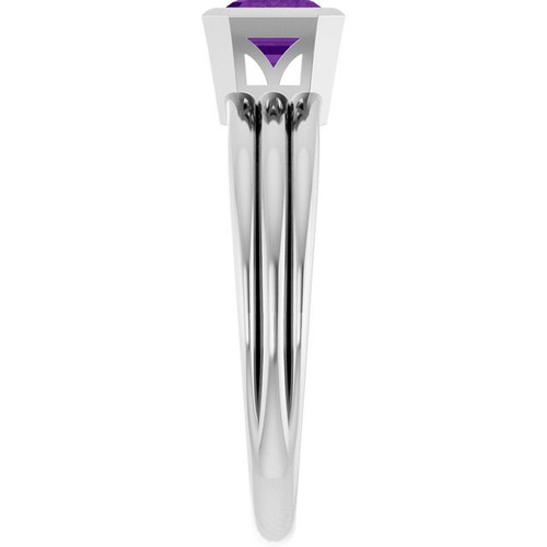 14K White Natural Amethyst Ring