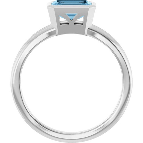 14K White Natural Sky Blue Topaz Ring