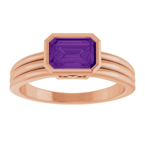 14K Rose Natural Amethyst Ring