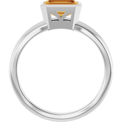 14K White Natural Citrine Ring