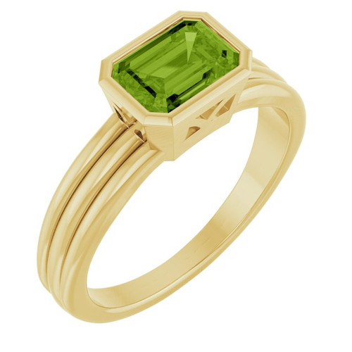 14K Yellow Natural Peridot Ring