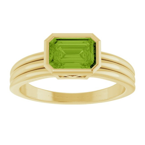 14K Yellow Natural Peridot Ring