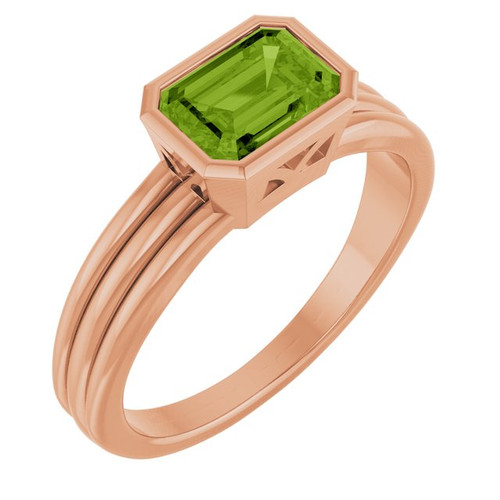 14K Rose Natural Peridot Ring