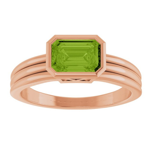 14K Rose Natural Peridot Ring