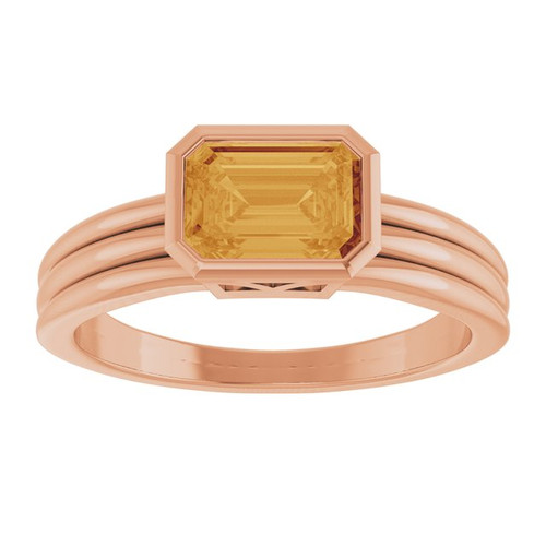 14K Rose Natural Citrine Ring