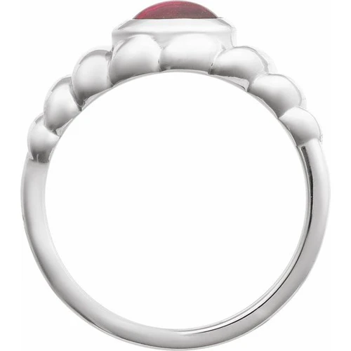 Platinum Natural Rhodolite Garnet Ring