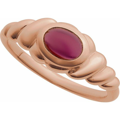 14K Rose Natural Rhodolite Garnet Ring