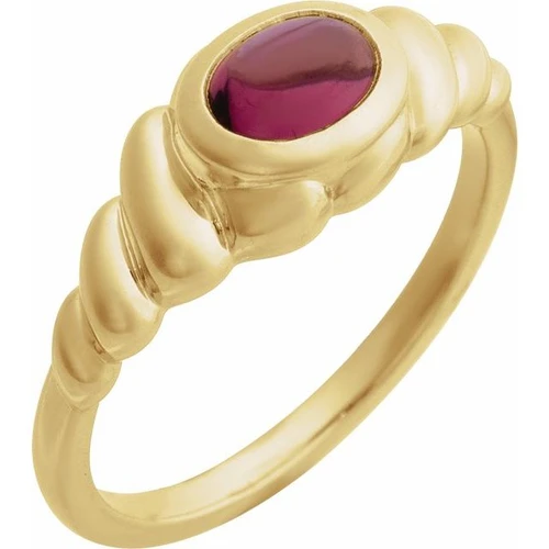 14K Yellow Natural Rhodolite Garnet Ring