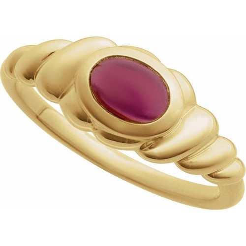 14K Yellow Natural Rhodolite Garnet Ring