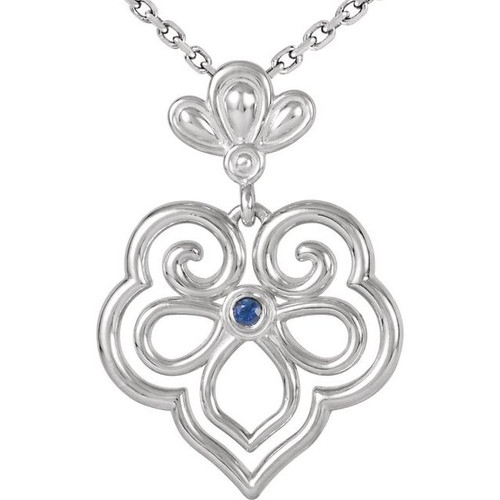 Sterling Silver Natural Blue Sapphire 18" Necklace 