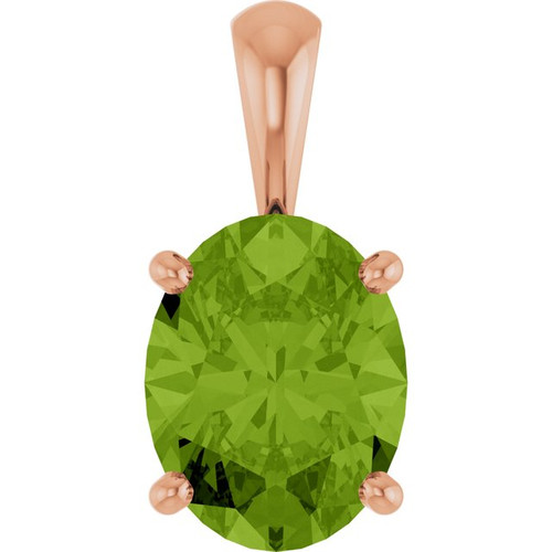 14K Rose Natural Peridot Pendant