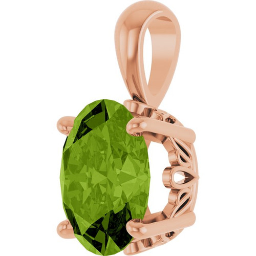 14K Rose Natural Peridot Pendant