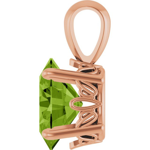 14K Rose Natural Peridot Pendant