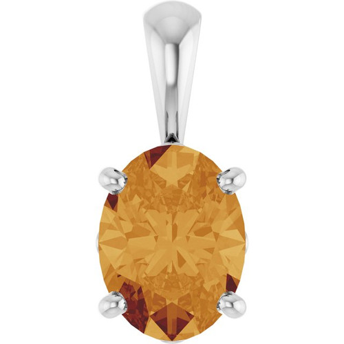 14K White Natural Citrine Pendant