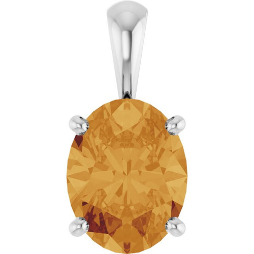 14K White Natural Citrine Pendant