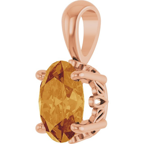 14K Rose Natural Citrine Pendant