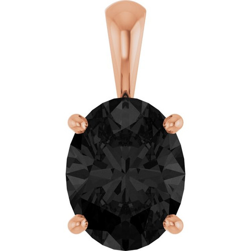 14K Rose Natural Black Onyx Pendant