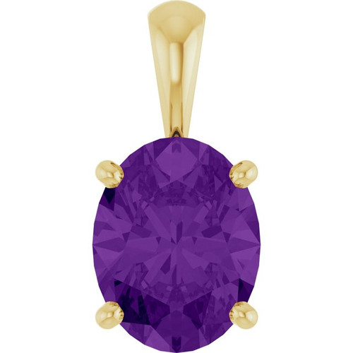 14K Yellow Natural Amethyst Pendant