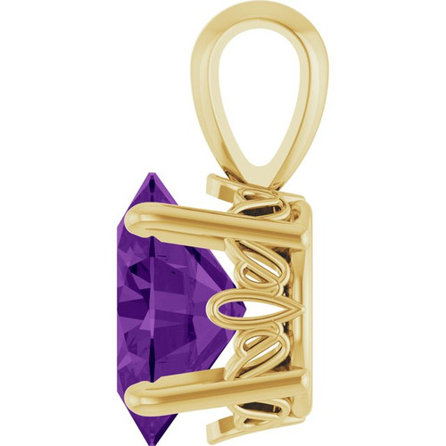 14K Yellow Natural Amethyst Pendant