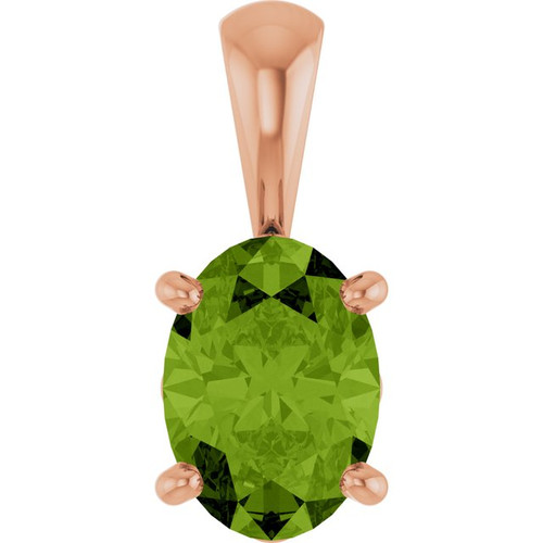14K Rose Natural Peridot Pendant