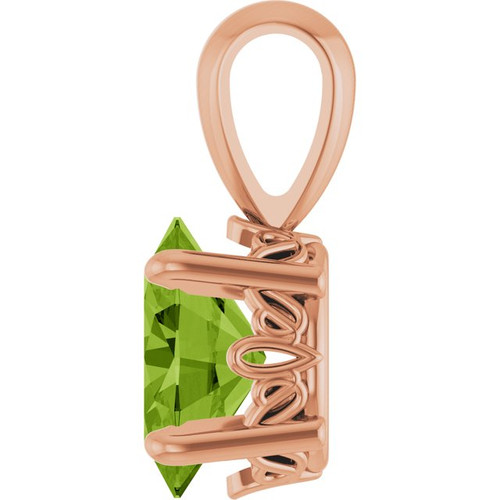 14K Rose Natural Peridot Pendant