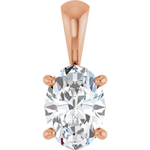 14K Rose Natural White Sapphire Pendant