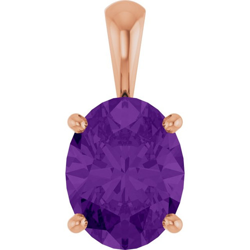 14K Rose Natural Amethyst Pendant