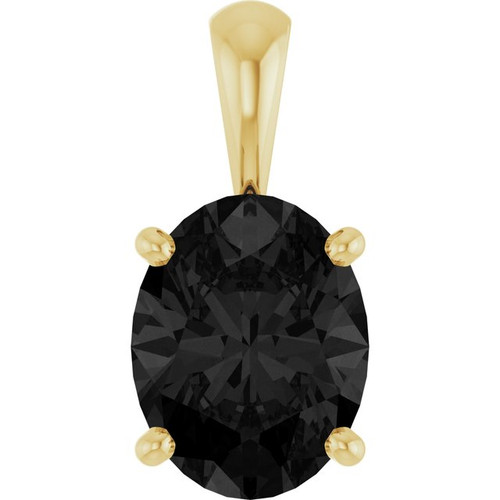 14K Yellow Natural Black Onyx Pendant