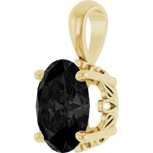 14K Yellow Natural Black Onyx Pendant