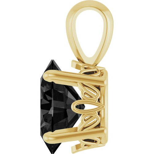 14K Yellow Natural Black Onyx Pendant