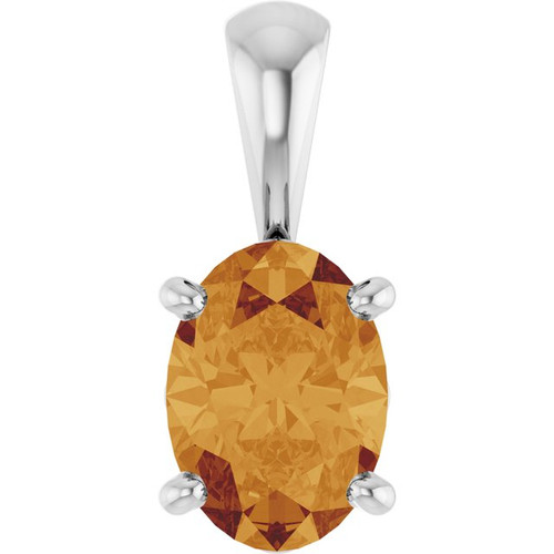 14K White Natural Citrine Pendant