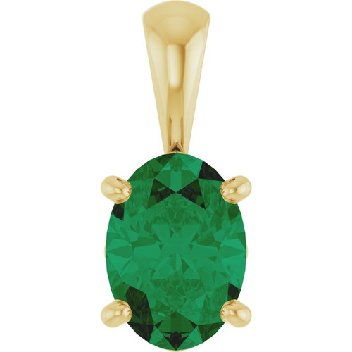 14K Yellow Lab-Grown Emerald Pendant