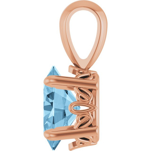 14K Rose Natural Sky Blue Topaz Pendant