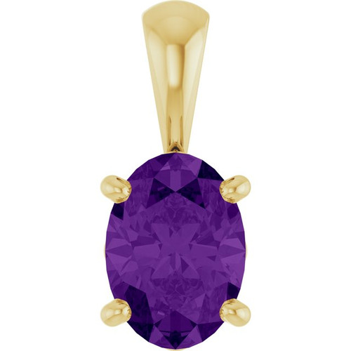 14K Yellow Natural Amethyst Pendant