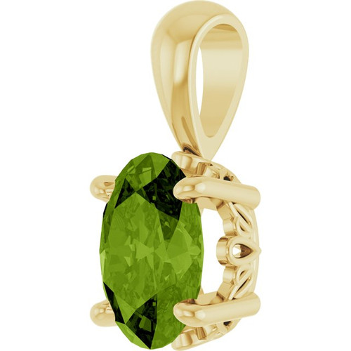 14 Karat Yellow Gold Natural Peridot Gemstone Pendant | $283