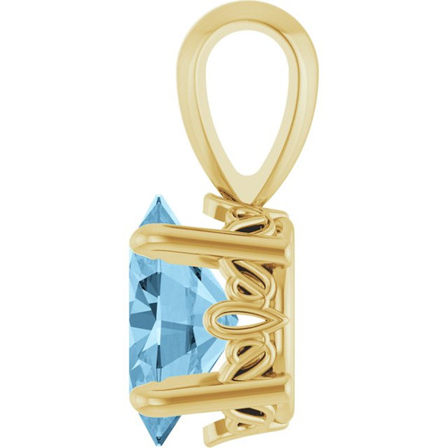 14K Yellow Natural Sky Blue Topaz Pendant