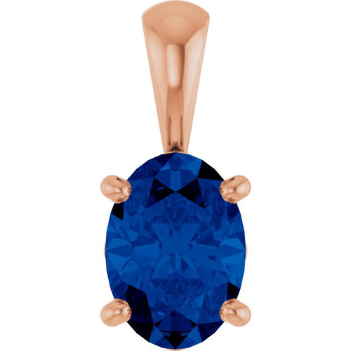 14K Rose Lab-Grown Blue Sapphire Pendant
