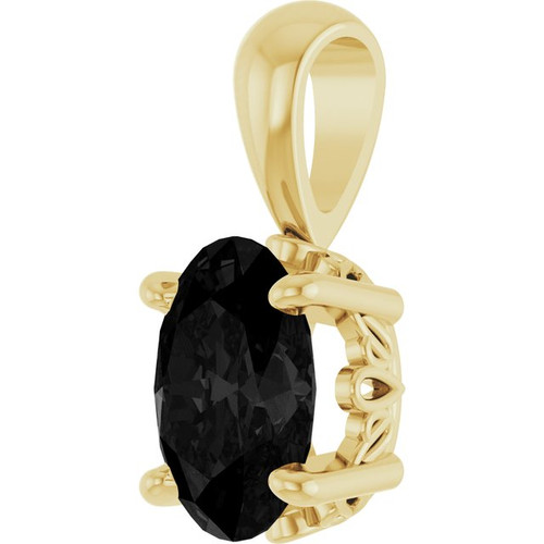 14K Yellow Natural Black Onyx Pendant