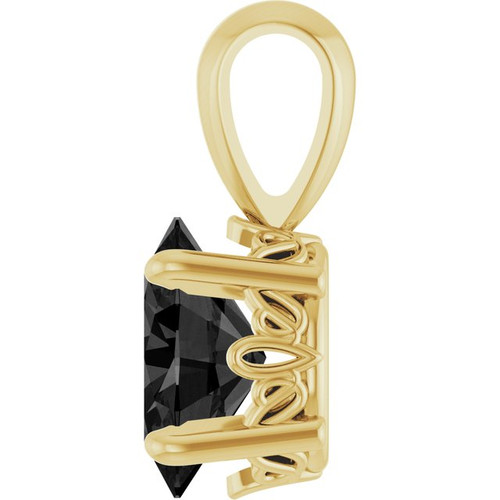 14K Yellow Natural Black Onyx Pendant