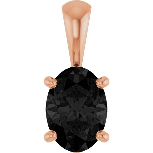14K Rose Natural Black Onyx Pendant