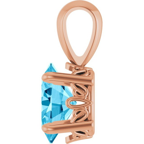 14K Rose Natural Aquamarine Pendant