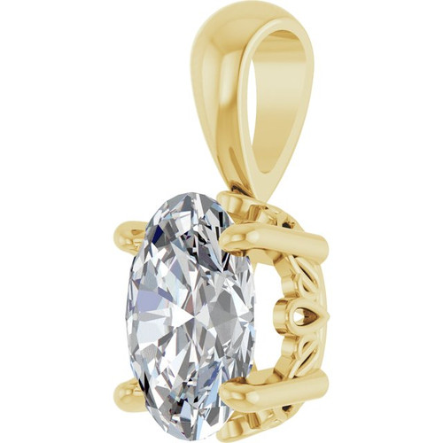 14K Yellow Natural White Sapphire Pendant