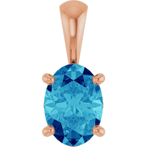 14K Rose Natural Blue Zircon Pendant