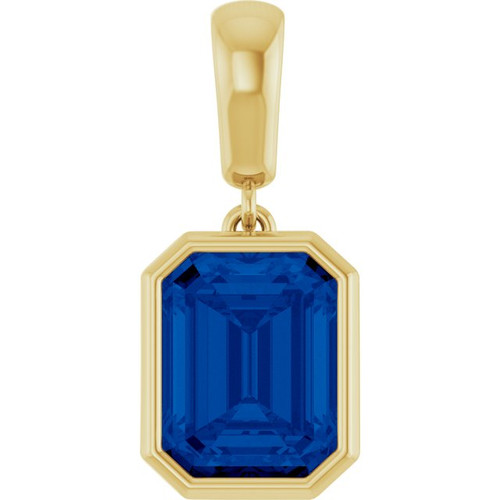 14K Yellow Lab-Grown Blue Sapphire Pendant